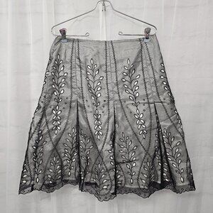 Options by Shani Black Fairy Skirt Sheer Floral Boho Embroidered 8